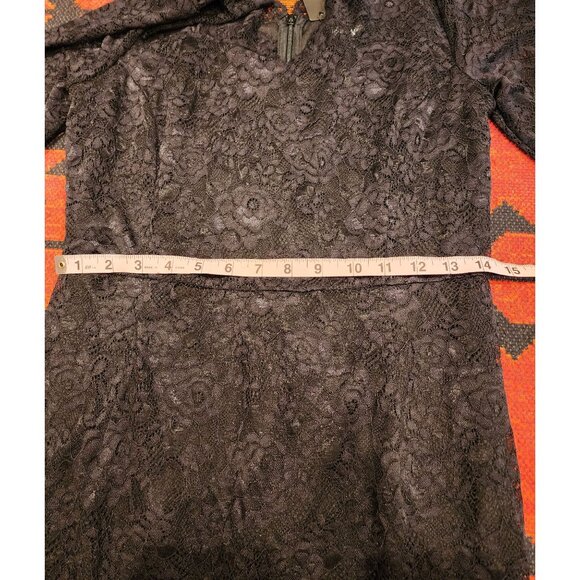 NEW Elegant Black Stretch Lace Ruffle Hem Midi Dress For Women Size Medium - Picture 8 of 11